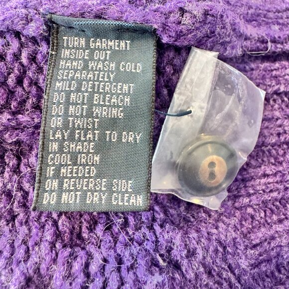 Polo Ralph Lauren Wool/Angora Shawl Collar Cable Knit Pullover Sweater  - Purple - Picture 6 of 12